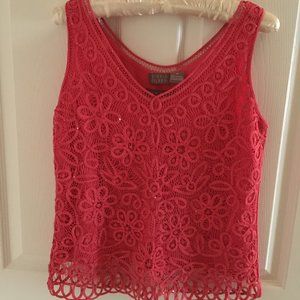 Sigrid Olsen – Orange/Coral Silk Knitted by hand sleeveless tank top Size M